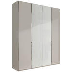 DREHTÜRENSCHRANK  in Grau, Weiß  - Chromfarben/Weiß, MODERN, Glas/Holzwerkstoff (200/216/58cm) - Novel