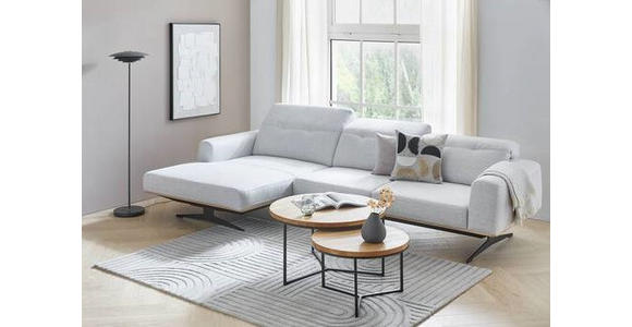 ECKSOFA Hellgrau Struktur - Eichefarben/Hellgrau, Design, Holz/Textil (163/305cm) - Novel