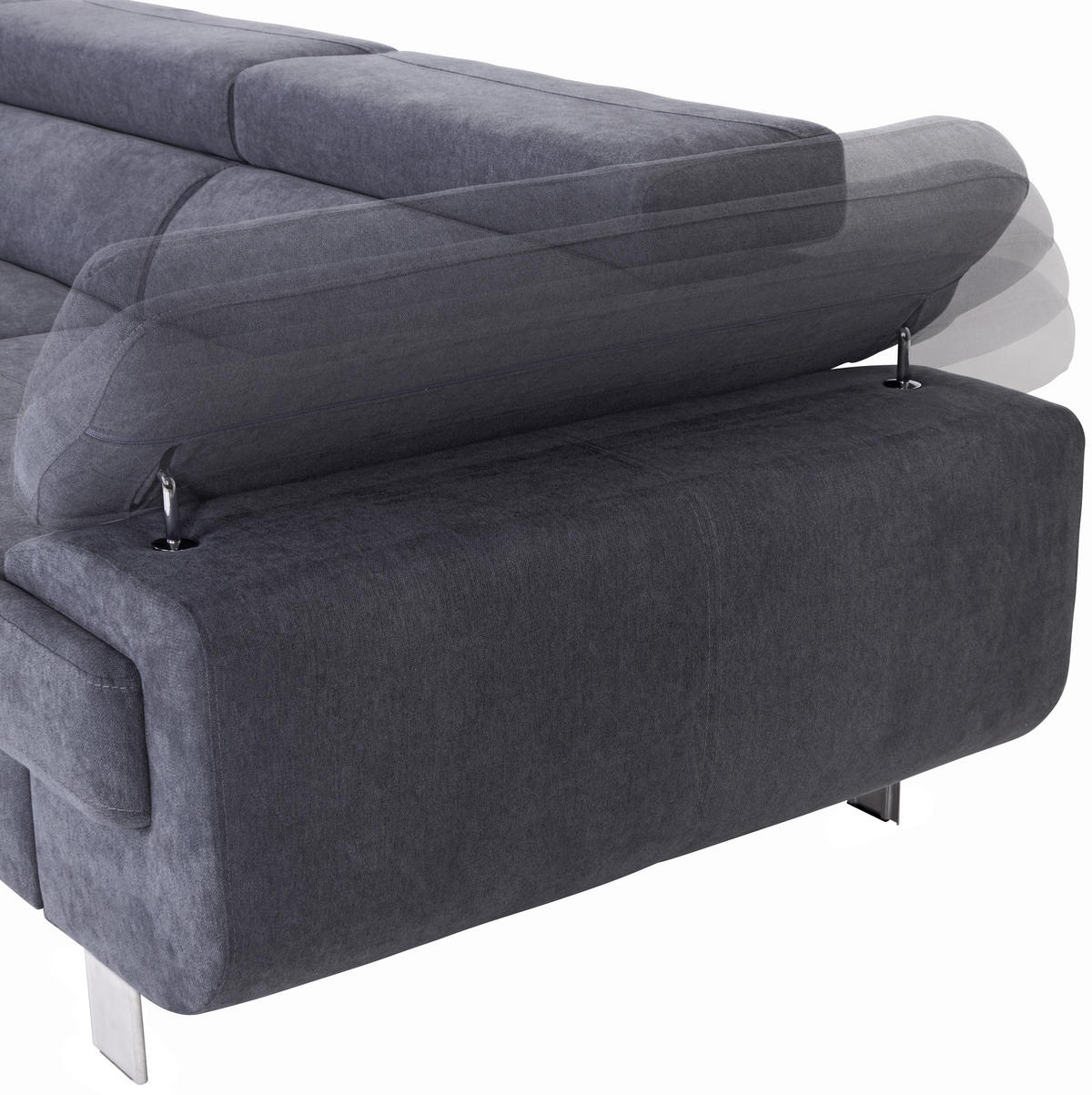 HÖRNSOFFA i dräll blågrå  - blågrå, Modern, metall/textil (230/270cm) - MID.YOU