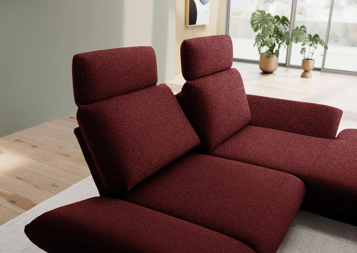 ECKSOFA  in Flachgewebe Rot  234/155 cm  - Rot/Schwarz, Design, Textil/Metall (234/155cm) - Dieter Knoll