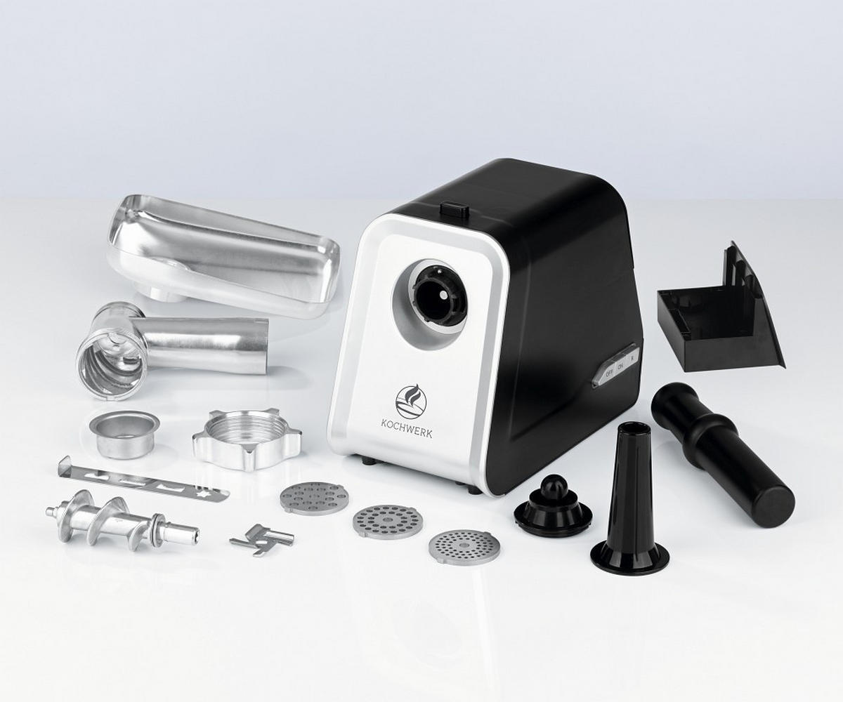 FLEISCHWOLF   - Silberfarben/Schwarz, Basics, Kunststoff/Metall (32/17,1/34,2cm) - KOCHWERK