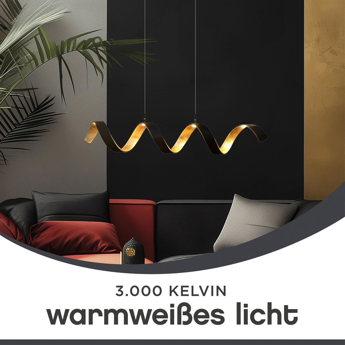 LED-HÄNGELEUCHTE 80/13,5/120 cm  - Goldfarben/Schwarz, Design, Metall (80/13,5/120cm)