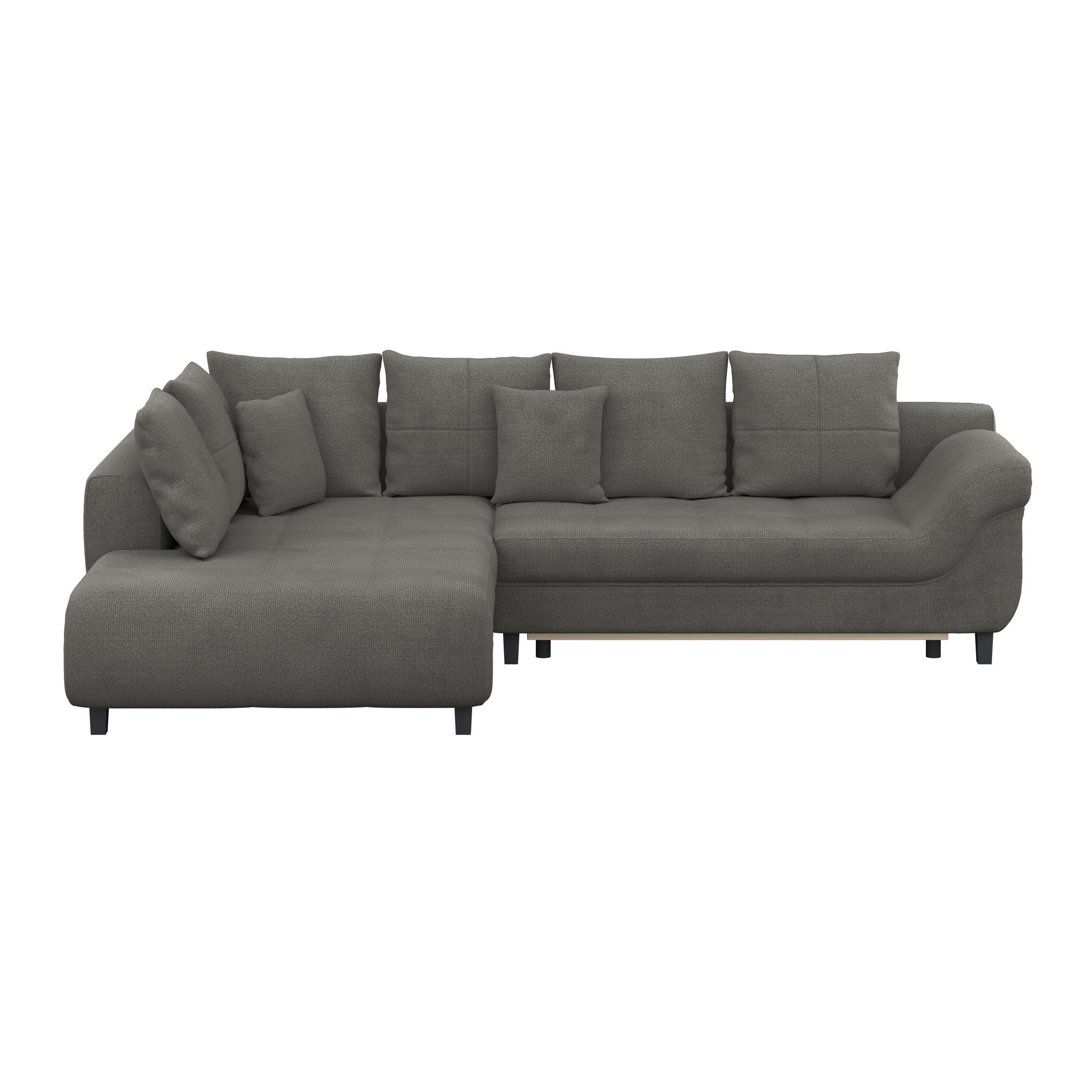 ECKSOFA MENDOZA NEW Anthrazit Chenille, Struktur Zierkissen, Rückenkissen, Bettkasten  - Anthrazit/Schwarz, KONVENTIONELL, Textil (197/309cm) - MID.YOU