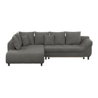 ECKSOFA MENDOZA NEW Anthrazit Chenille, Struktur Zierkissen, Rückenkissen, Bettkasten  - Anthrazit/Schwarz, KONVENTIONELL, Textil (197/309cm) - MID.YOU
