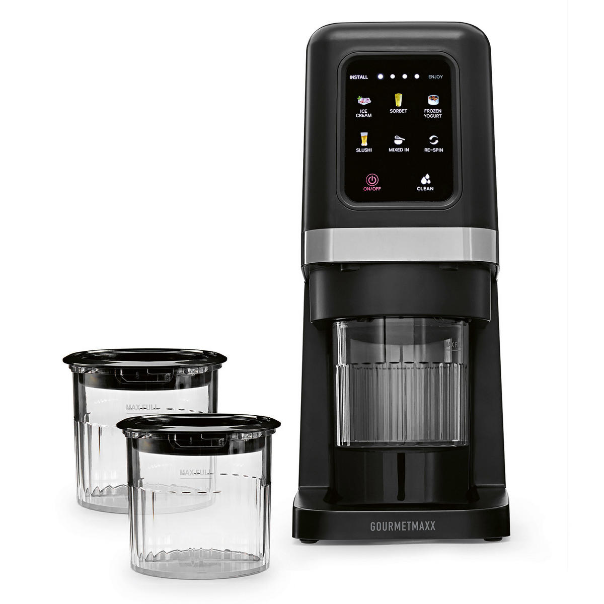 EISMASCHINE GOURMETmaxx  - Schwarz, Basics, Kunststoff/Metall (23/11,6/30cm) - GOURMETMAXX