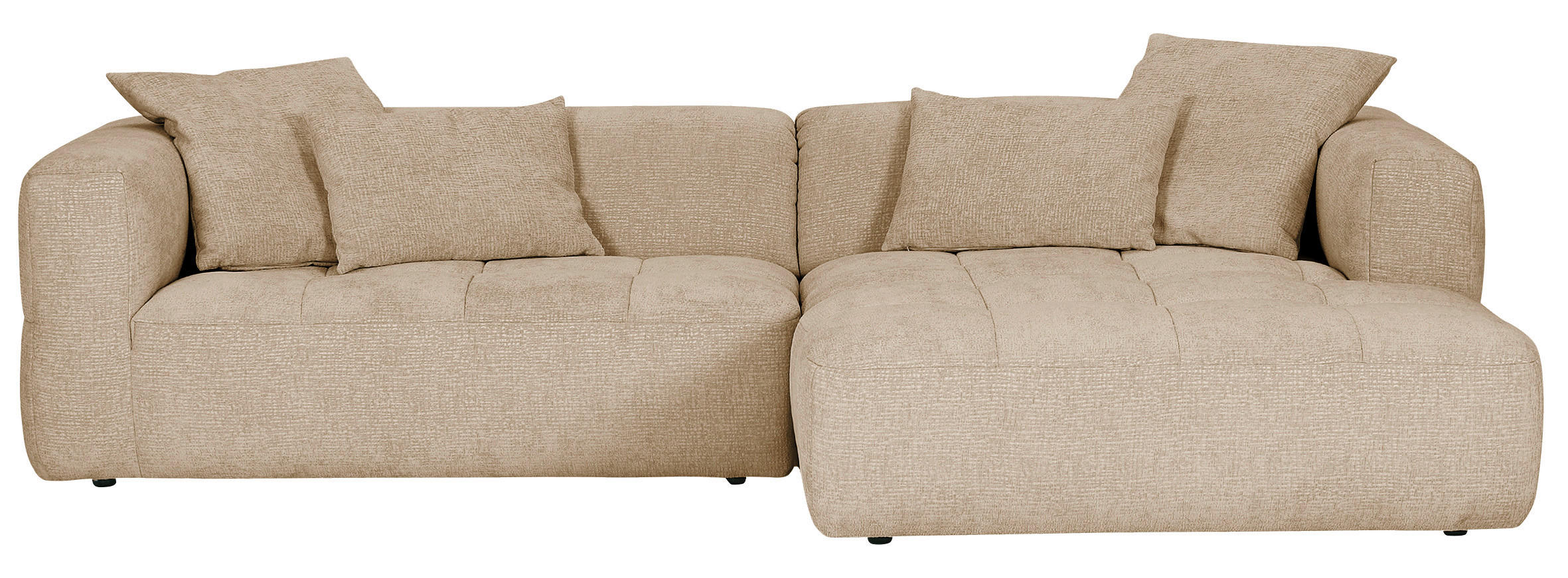 ECKSOFA Schlammfarben Flachgewebe  - Schlammfarben/Schwarz, KONVENTIONELL, Kunststoff/Textil (280/170cm) - Carryhome