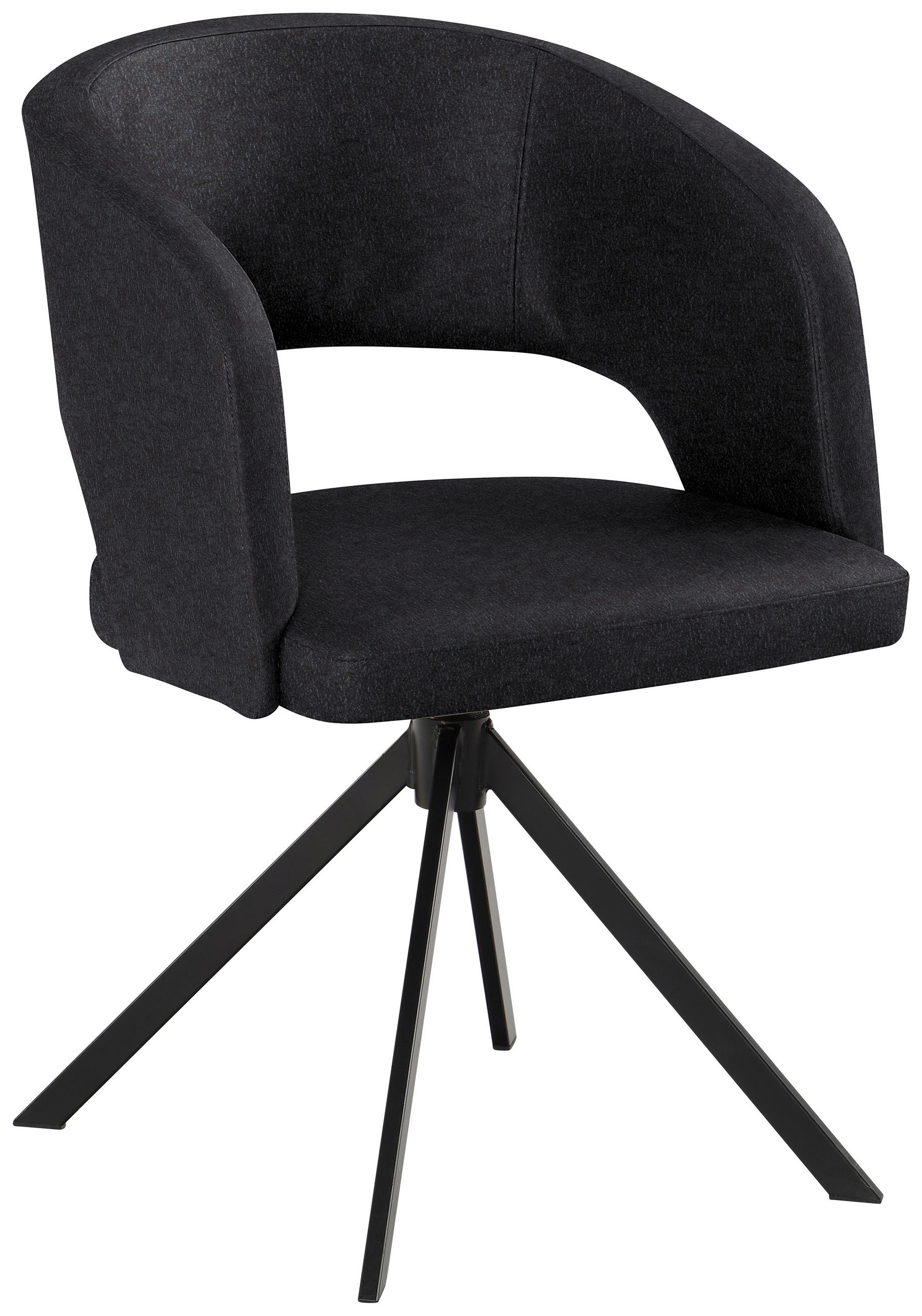 ARMLEHNSTUHL  in Stahl Lederlook (vegan)  - Schwarz, Konventionell, Textil/Metall (56/84/59cm) - Moderano