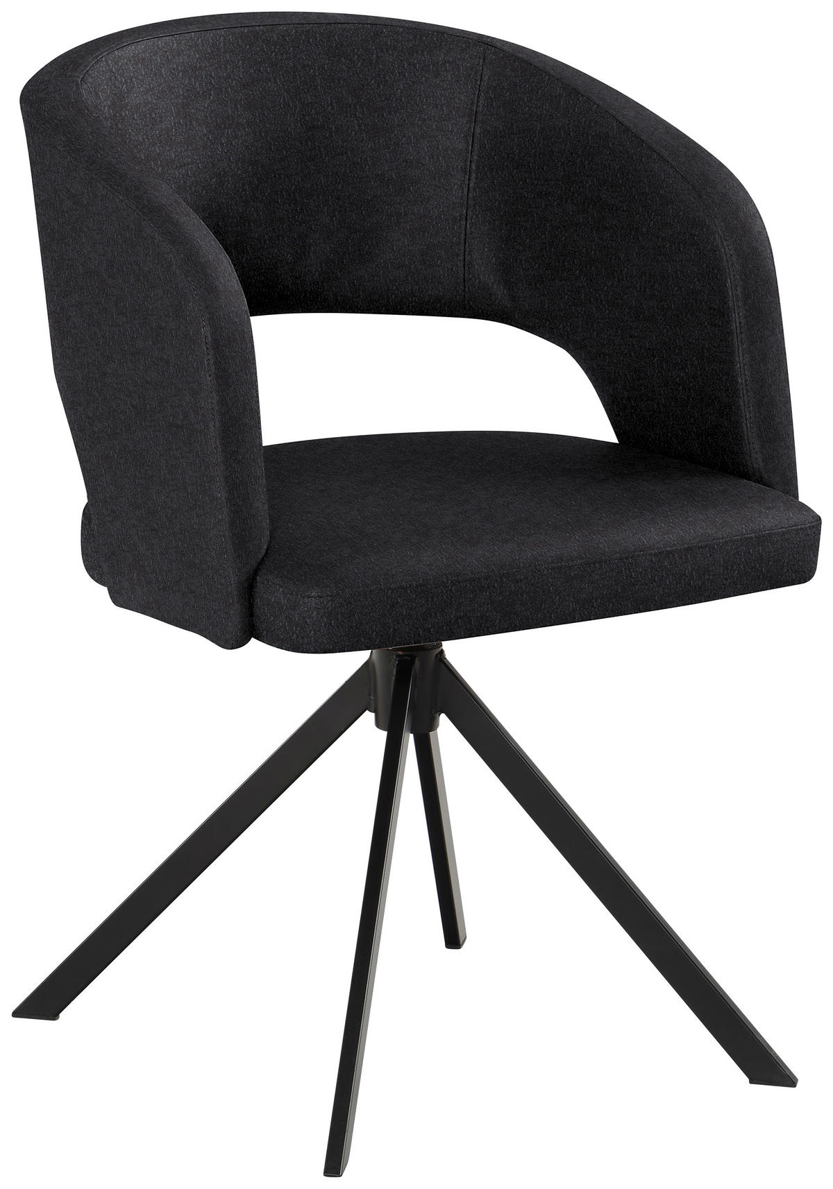 ARMLEHNSTUHL  in Stahl Lederlook (vegan)  - Schwarz, Konventionell, Textil/Metall (56/84/59cm) - Moderano