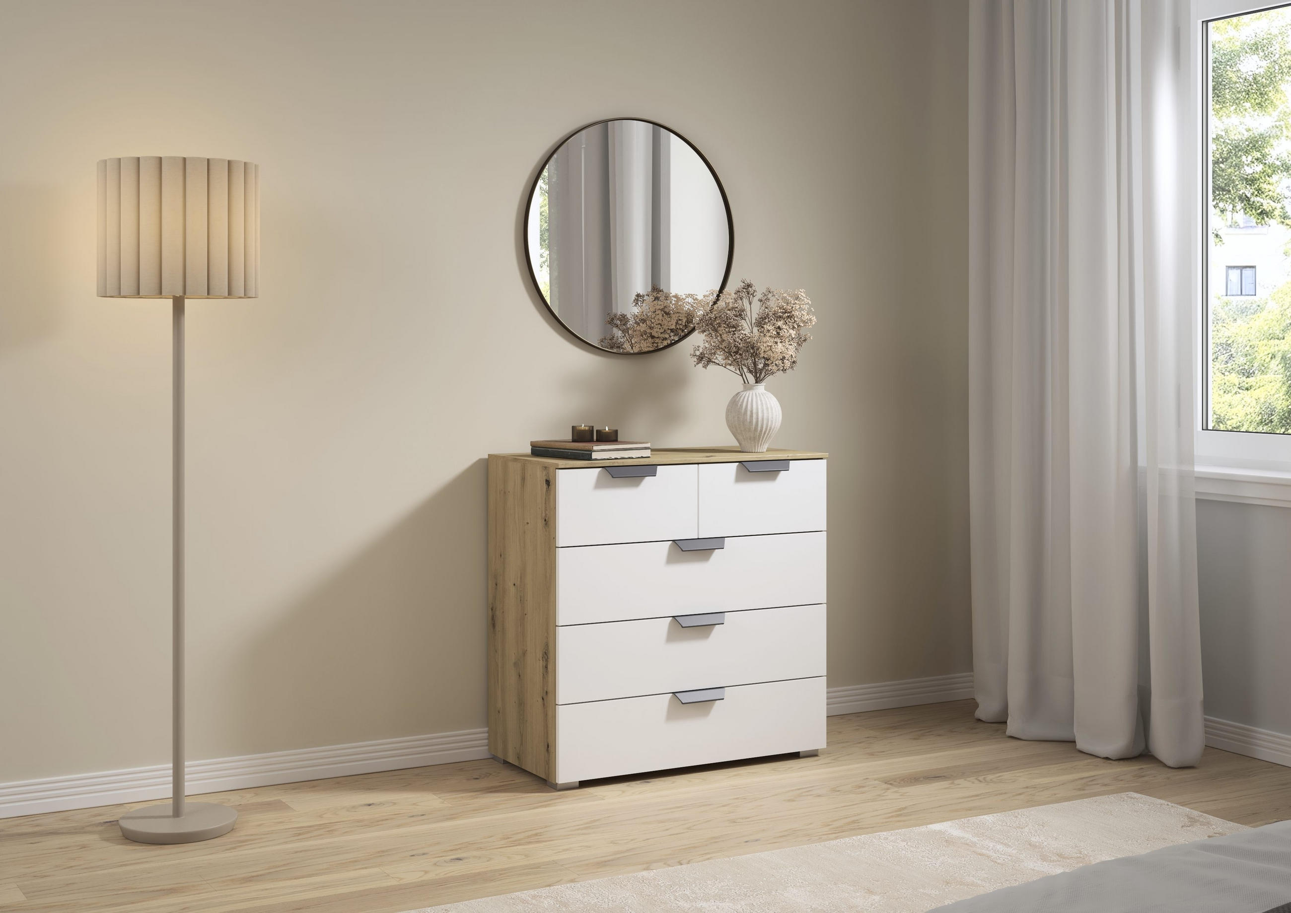 KOMMODE  in 80/81/42 cm  - Dunkelgrau/Weiß, Design, Holzwerkstoff/Metall (80/81/42cm) - Carryhome