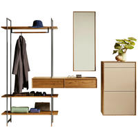 GARDEROBE  in 256,6/214,6/35 cm  - Sandfarben/Nussbaumfarben, Design, Glas/Holz (256,6/214,6/35cm) - Anrei