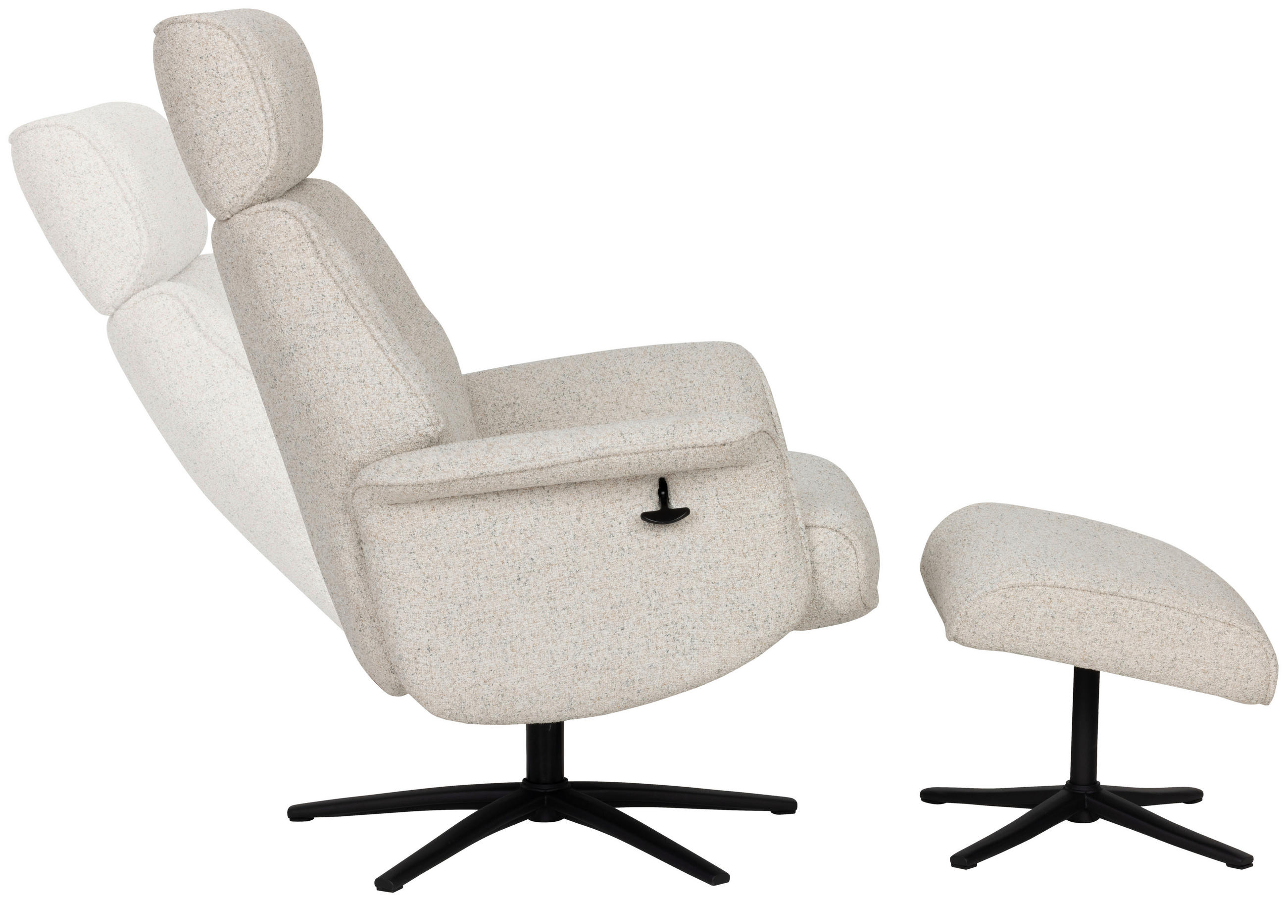 RELAXSESSELSET Bouclé    - Creme/Schwarz, Design, Holz/Textil (77/108/81cm) - Livetastic