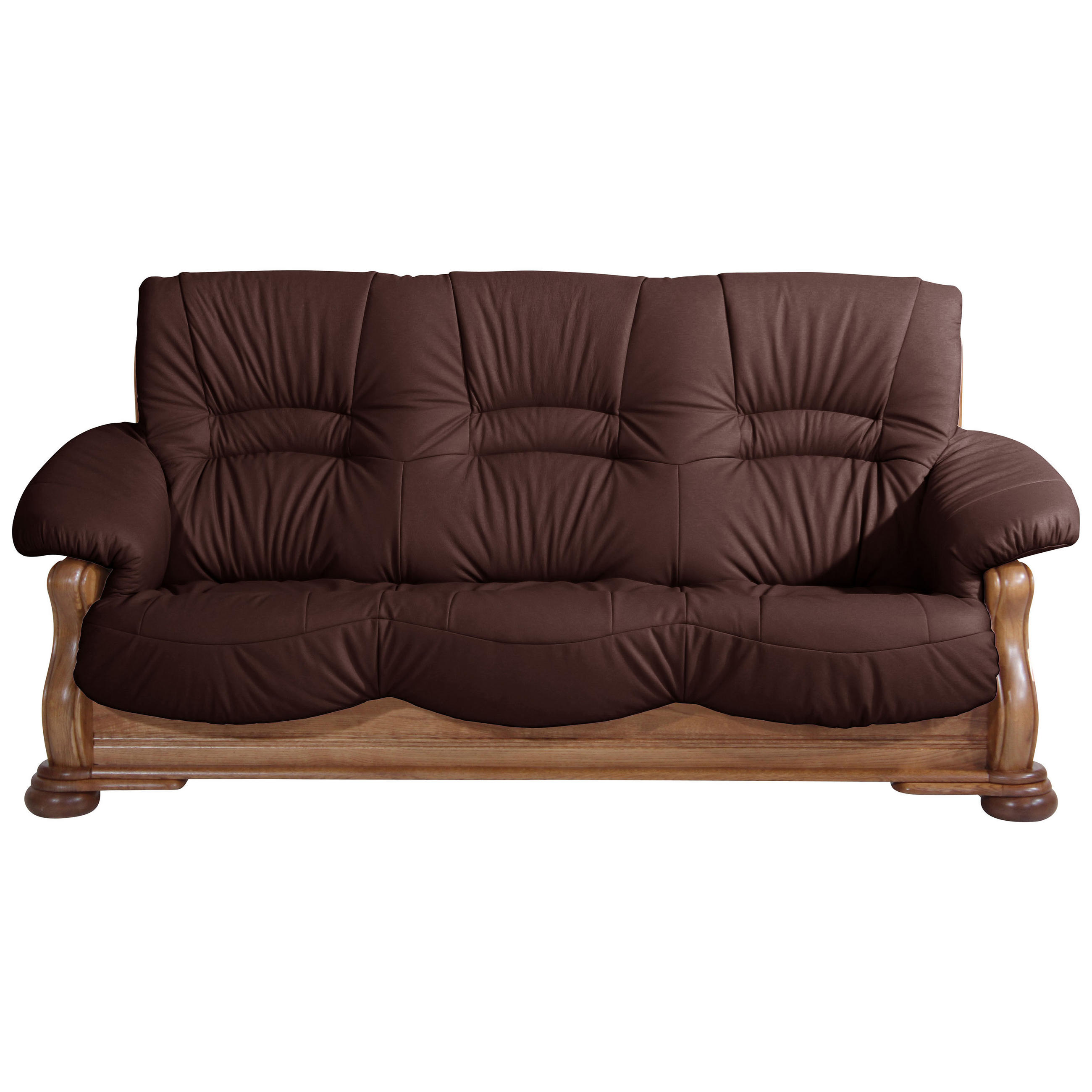 3-SITZER-SOFA in Echtleder Dunkelrot  - Eichefarben/Dunkelrot, LIFESTYLE, Leder/Holz (205/95/95cm) - Max Winzer