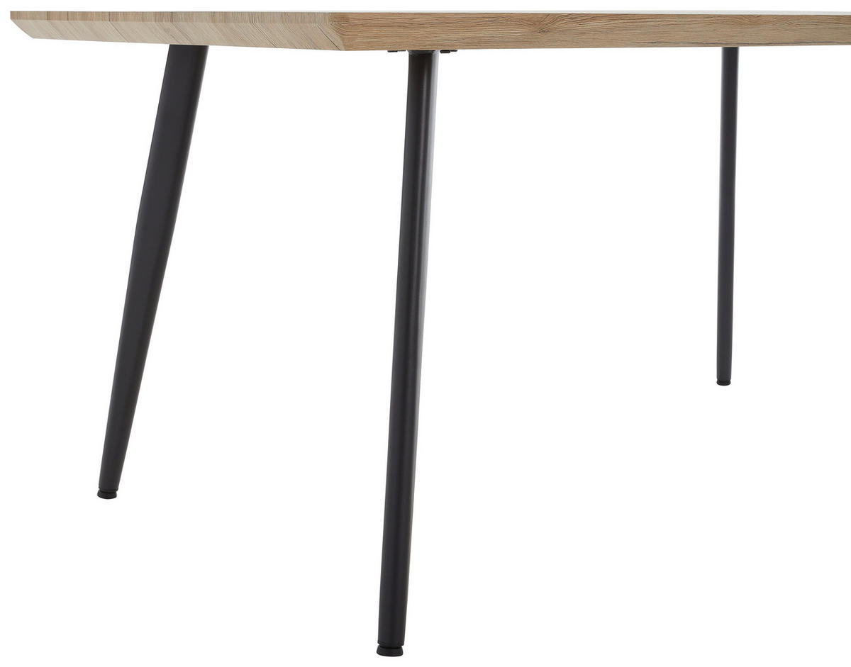 ESSTISCH rechteckig Naturfarben, Schwarz  - Schwarz/Naturfarben, MODERN, Holzwerkstoff/Metall (160/90/76cm) - MID.YOU