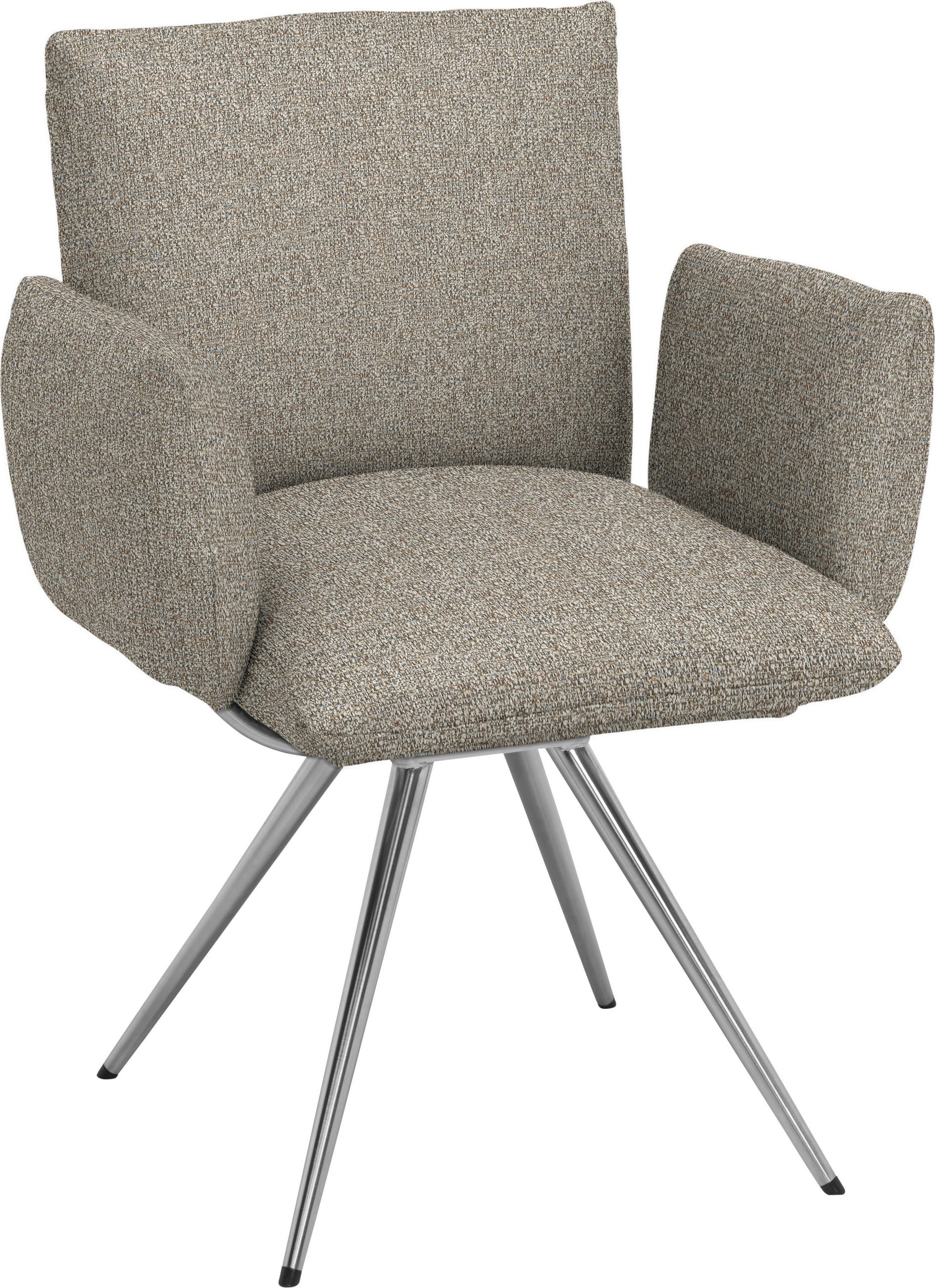 ARMLEHNSTUHL  Lederauswahl, Stoffauswahl Webstoff  - Sandfarben/Edelstahlfarben, Natur, Textil/Metall (72/90/65cm) - Venjakob