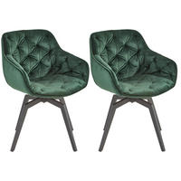 ARMLEHNSTUHL-SET 2 Stück  in Eisen Samt  - Dunkelgrün/Schwarz, MODERN, Holz/Textil (58/83/63cm) - Livetastic