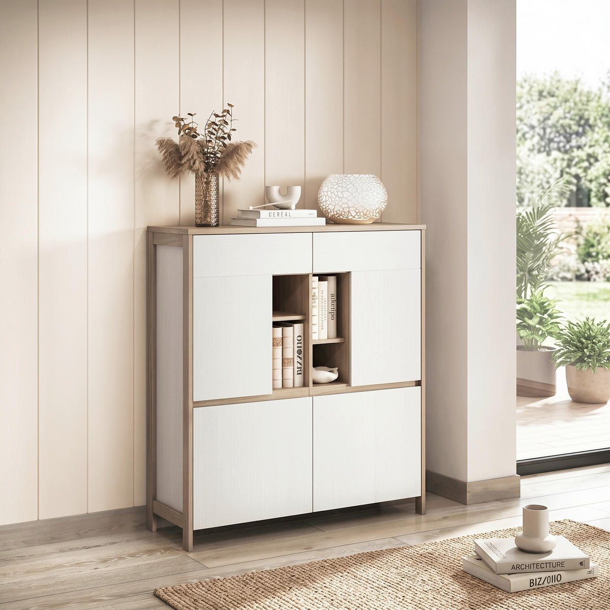 HIGHBOARD  111/125/39 cm  - Eichefarben/Weiß, Design, Holzwerkstoff (111/125/39cm) - MID.YOU