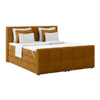 BOXSPRINGBETT 160/200 cm,  in Senfgelb, gepolstertes Kopfteil, Bettkasten, Topper, Matratzen, H3 + H3 = fest  - Senfgelb, KONVENTIONELL, Holz/Holzwerkstoff (160/200cm)