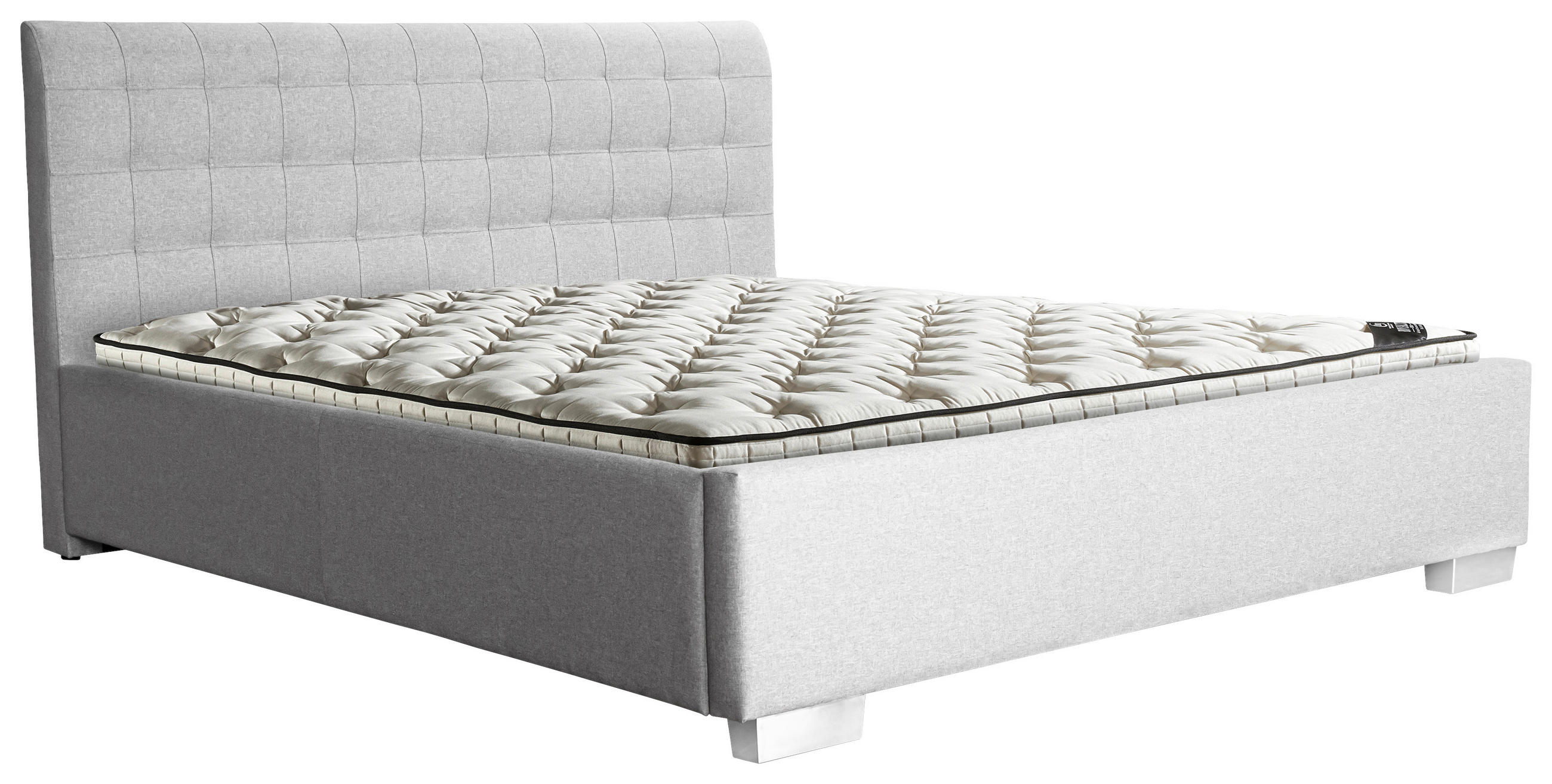 Pat Tapițat 180x200 Cm, 180/200 cm, gri - culoare crom/gri, Basics, plastic/lemn (180/200cm) - Carryhome