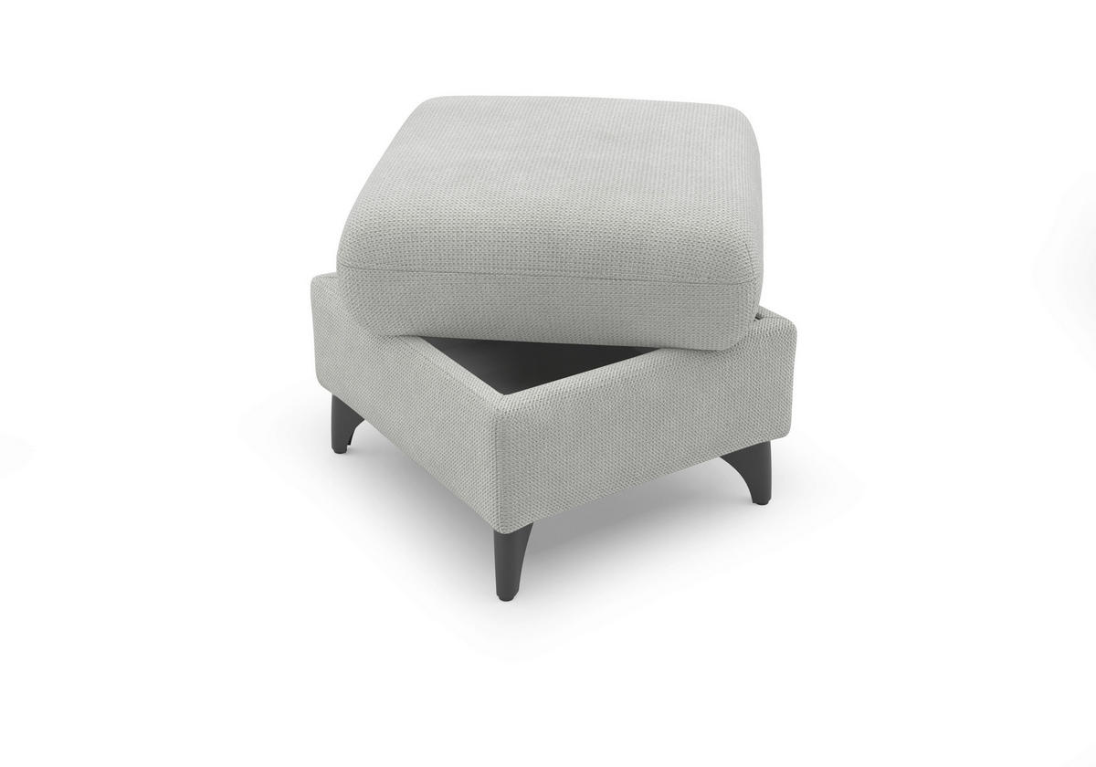 HOCKER in Textil Silberfarben  - Silberfarben/Schwarz, KONVENTIONELL, Textil/Metall (58/48/58cm) - Sit & More