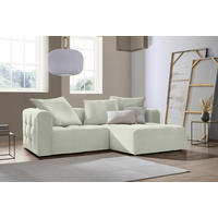 ECKSOFA MOSSO Weiß Chenille  - Schwarz/Weiß, LIFESTYLE, Kunststoff/Textil (240/173cm) - Stylife