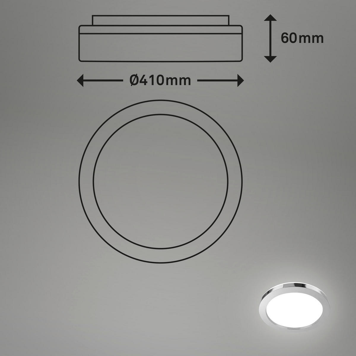 LED-BADEZIMMER-DECKENLEUCHTE - Chromfarben, Basics, Kunststoff/Metall (41/6cm)