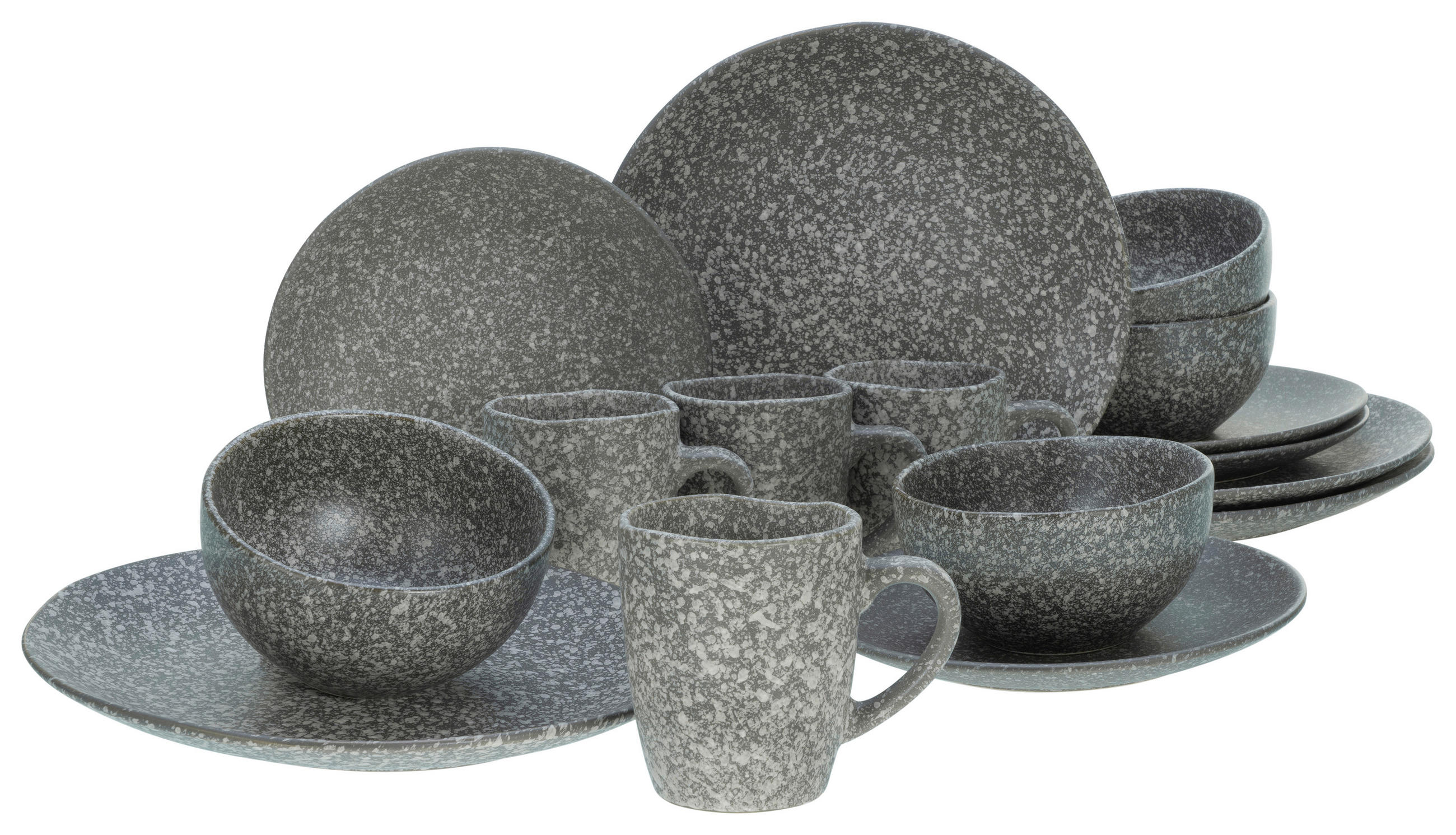KOMPLETT SERVIS 16 delar  - grå, Modern, keramik (34/30/32cm) - Creatable