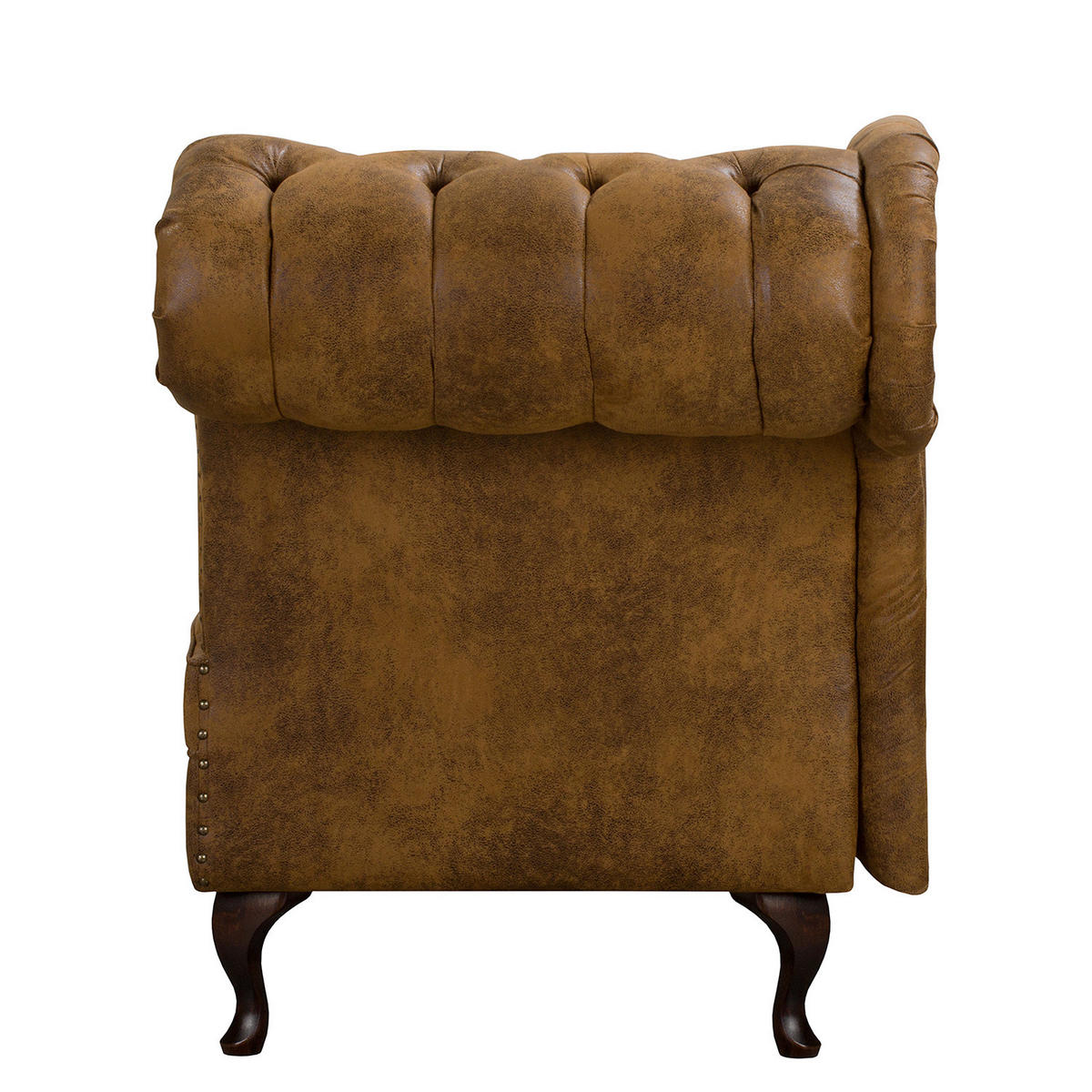 RÉCAMIERE Lederlook Cognac  - Cognac/Braun, Design, Holz/Textil (185/93/75cm) - Livetastic