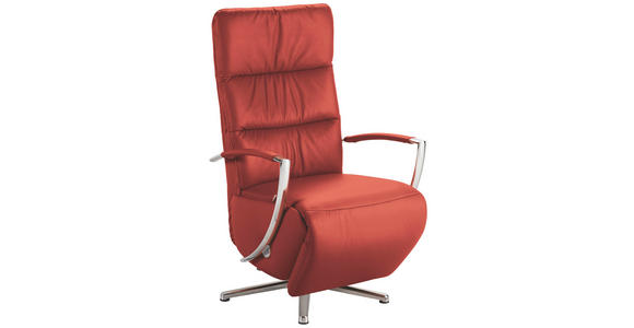 RELAXSESSEL in Leder Rot - Chromfarben/Rot, Design, Leder/Metall (64/112/80cm) - Cantus
