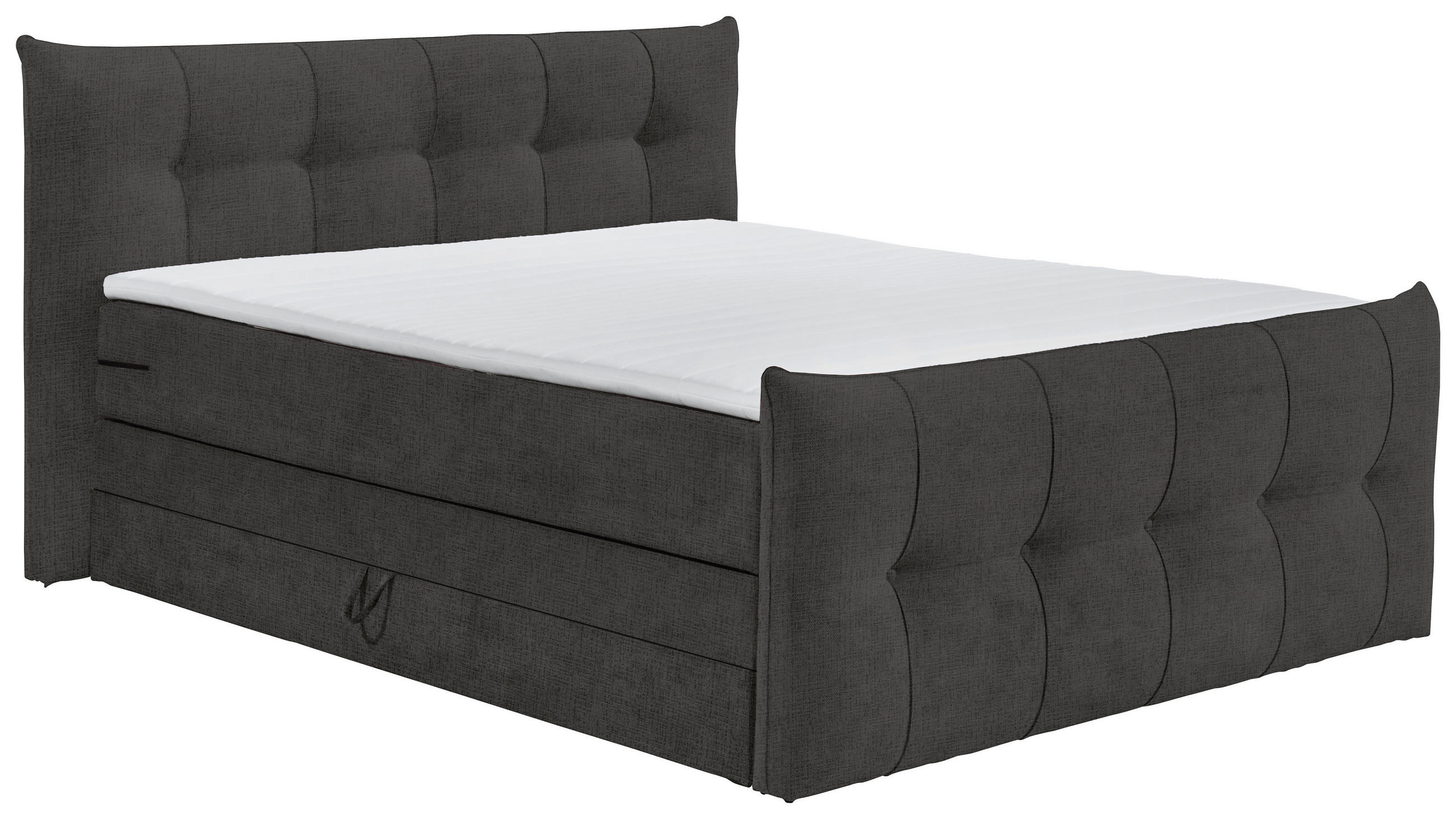 BOXSPRINGBETT 180/200 cm  in Schwarz, Graphitfarben  - Schwarz/Graphitfarben, Basics, Holzwerkstoff/Kunststoff (180/200cm) - Esposa