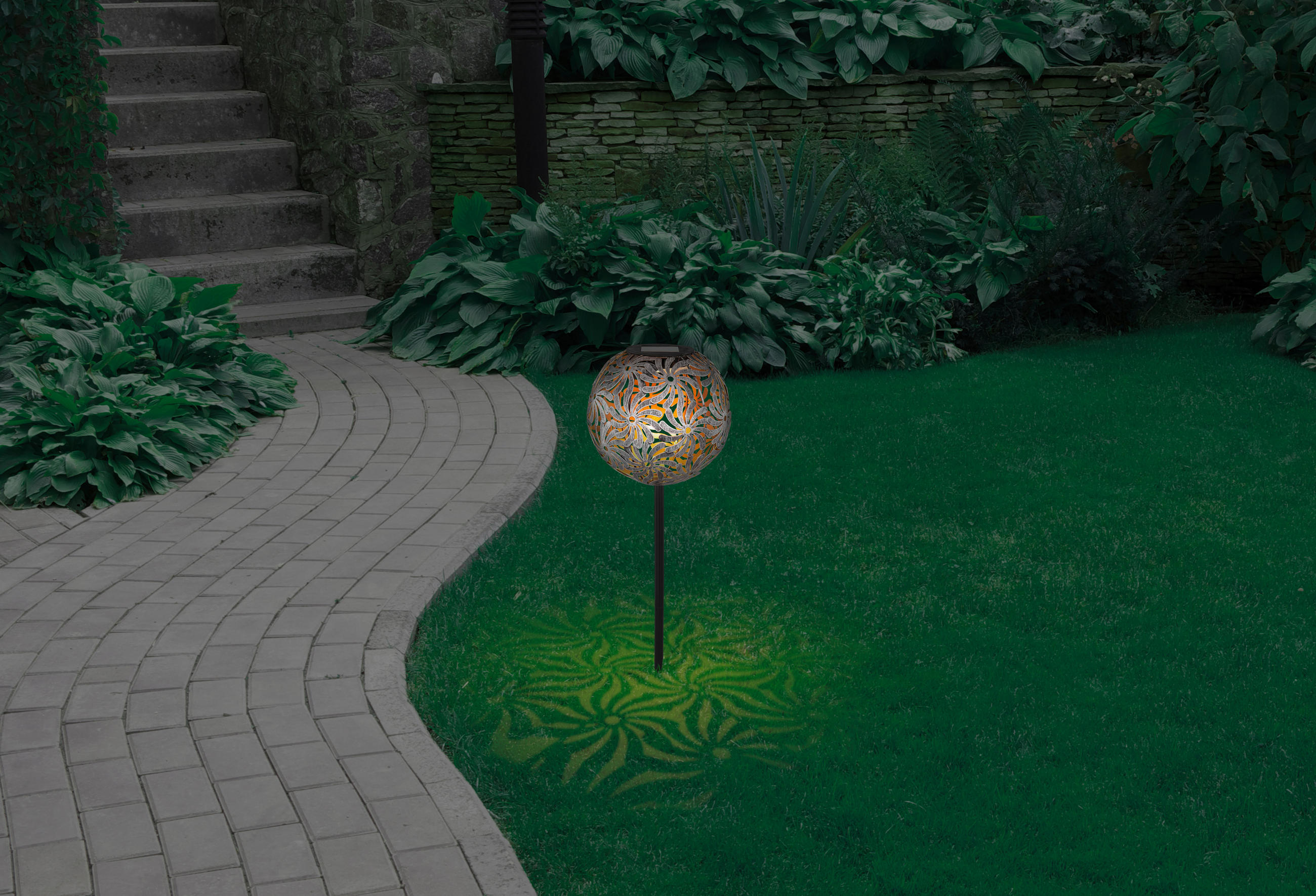 SVJETILJKA SOLARNA  - srebrne boje, Basics, metal (18,5/54cm) - Globo
