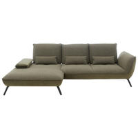 ECKSOFA Flachgewebe Olivgrün  - Schwarz/Olivgrün, Design, Textil/Metall (191/301cm) - Moderano