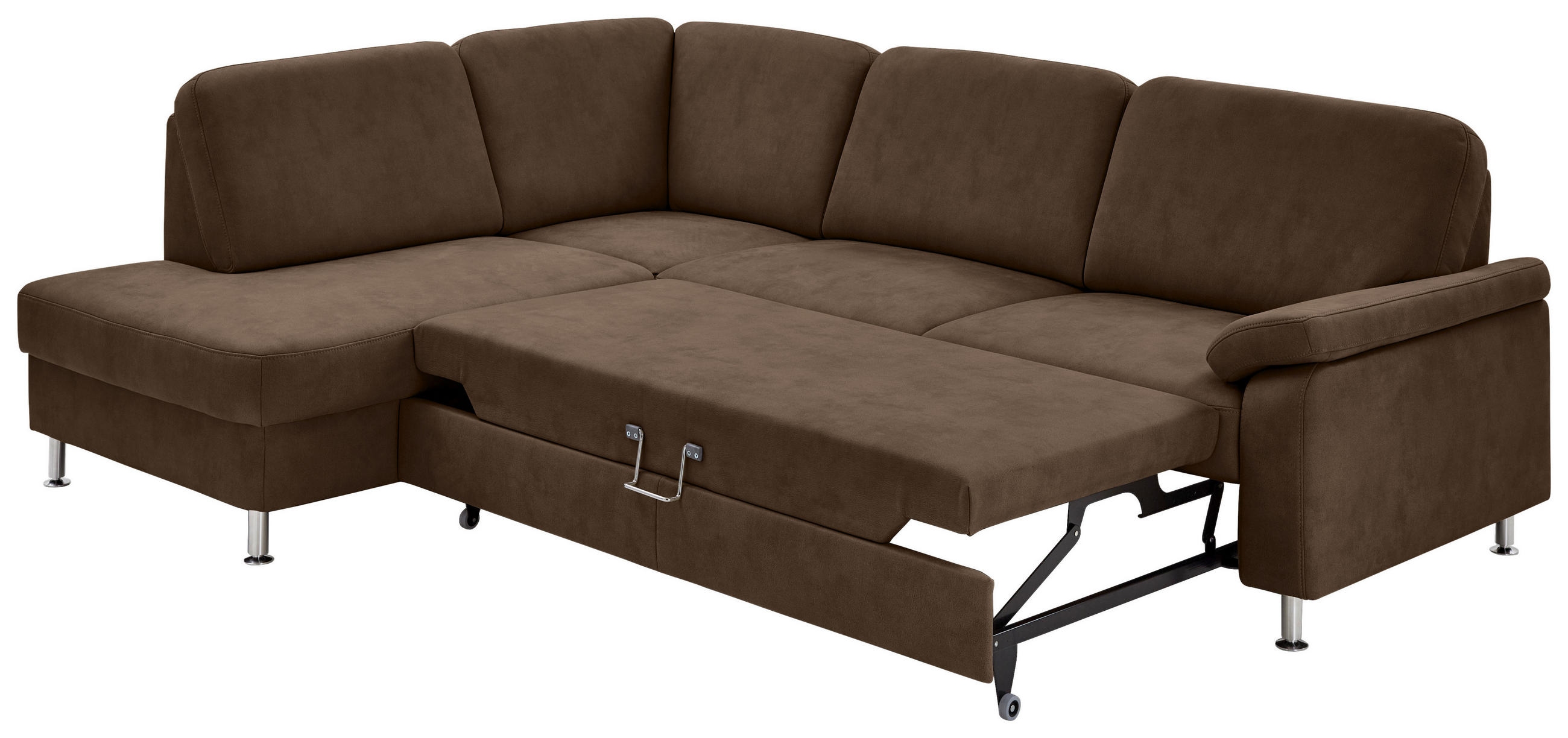 ECKSOFA in Mikrofaser Braun  202/266 cm  - Braun, Design, Textil/Metall (202/266cm) - Beldomo System