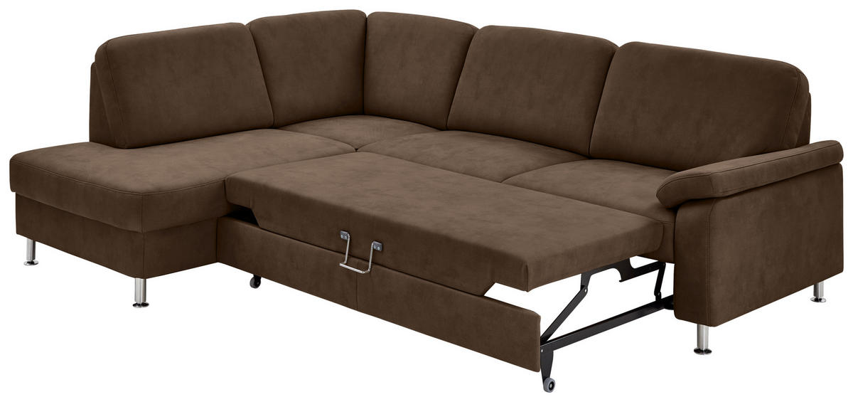 ECKSOFA in Mikrofaser Braun  - Braun, Design, Textil/Metall (202/266cm) - Beldomo System