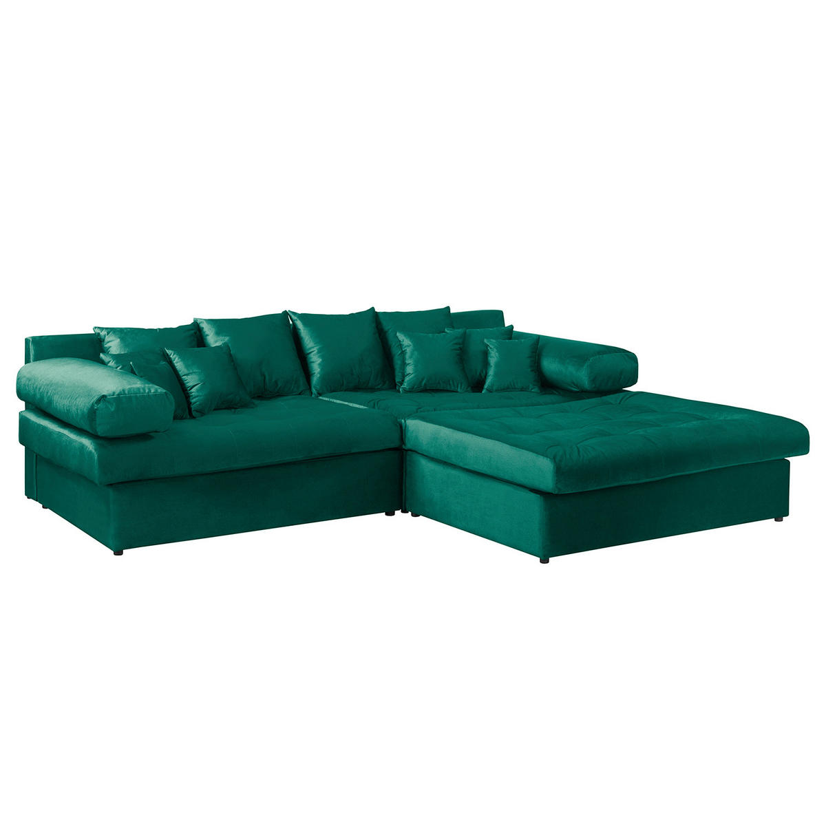 ECKSOFA Naomi in Velours Grün Rückenkissen  284/243 cm  - Schwarz/Grün, Design, Kunststoff/Textil (284/243cm) - P & B