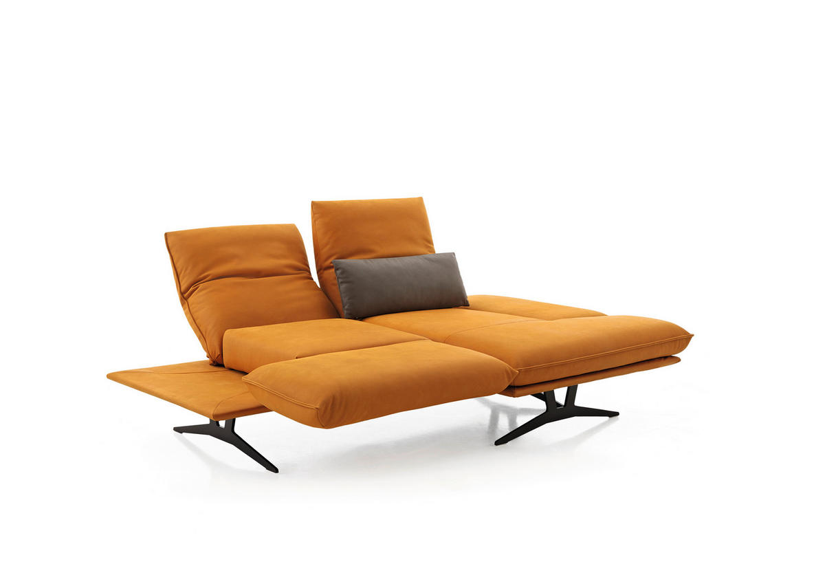 ECKSOFA in Echtleder Currygelb  - Currygelb/Gelb, Design, Leder/Metall (130/210cm) - Dieter Knoll