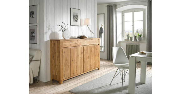 SIDEBOARD Wildeiche, Kerneiche massiv Eichefarben - Eichefarben, KONVENTIONELL, Holz (165,1/103,5/40cm) - Linea Natura