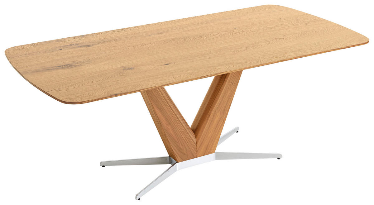 ESSTISCH in Holz 200/100/76 cm  - Eichefarben/Nickelfarben, Design, Holz/Metall (200/100/76cm) - Koinor