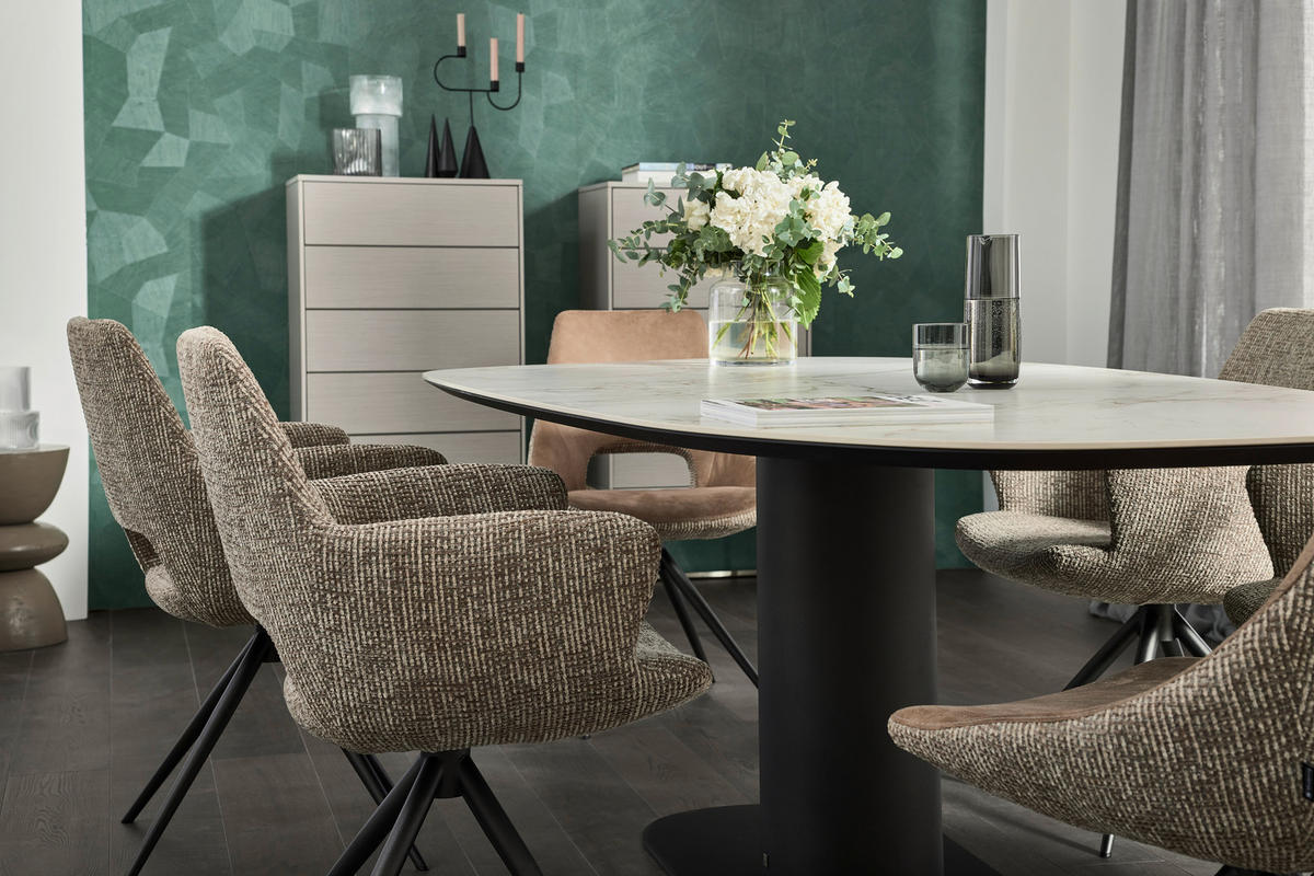 ESSTISCH in Keramik 240/120/77 cm  - Anthrazit/Creme, Design, Keramik/Metall (240/120/77cm) - Musterring