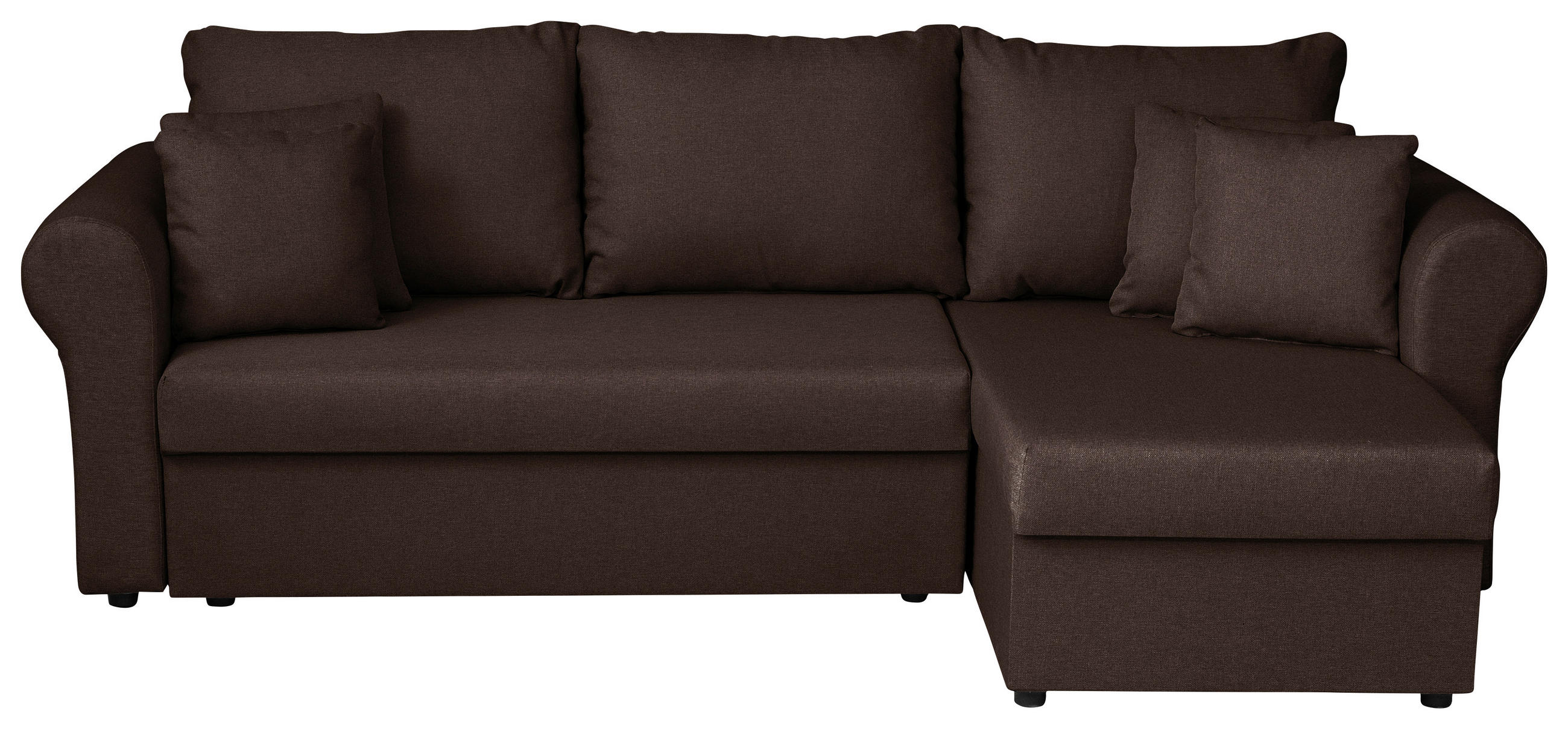 ECKSOFA in Flachgewebe Dunkelbraun  248/143 cm  - Dunkelbraun/Schwarz, Design, Kunststoff/Textil (248/143cm) - P & B