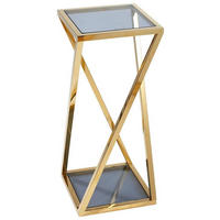 SUPORT PENTRU PLANTE in metal, sticlă 30/30/70 cm    - albastru/auriu, Design, sticlă/metal (30/30/70cm) - Ambia Home
