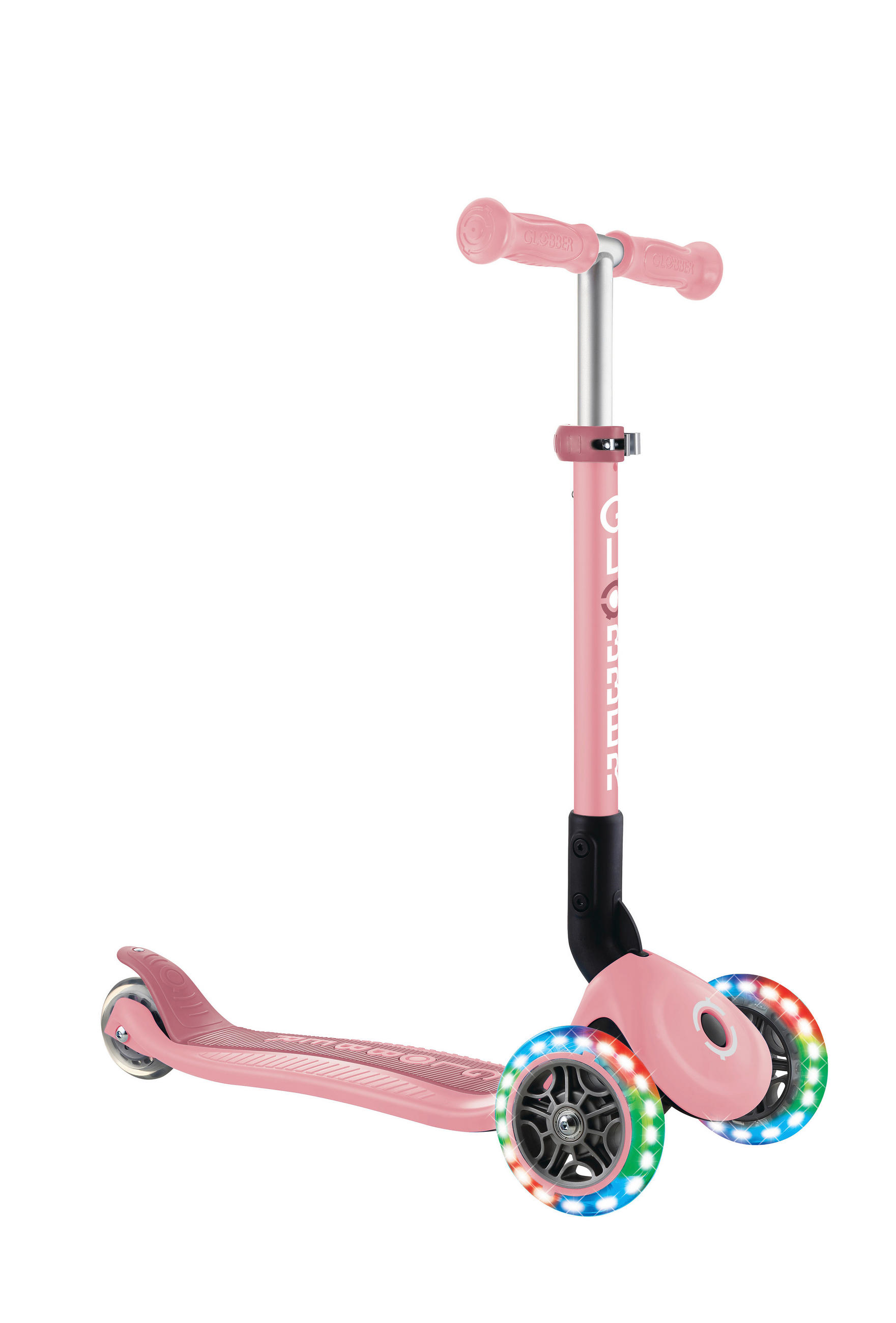 KINDERSCOOTER JUNIOR FOLDABLE LIGHTS  - Rosa, Basics, Kunststoff (56/28.6/68cm) - GLOBBER