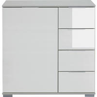 KOMMODE 81/83/41 cm 4 Schublade(n)  - Weiss/Alufarben, Design, Glas/Holzwerkstoff (81/83/41cm) - Livetastic