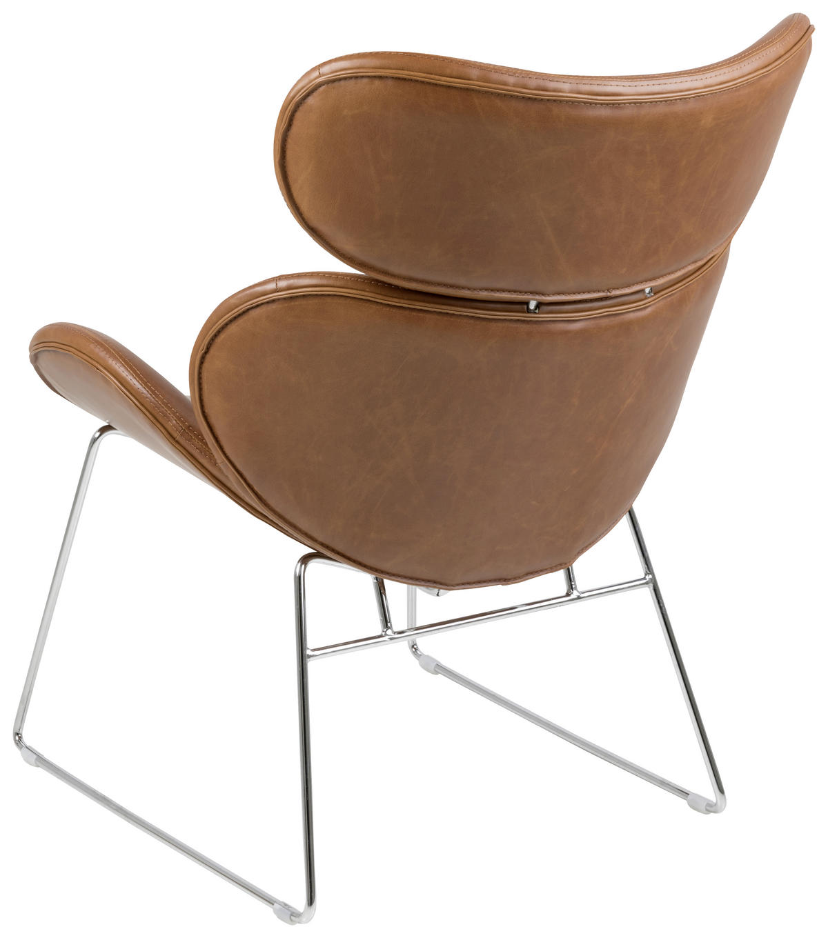 SESSEL Lederlook Cognac    - Chromfarben/Cognac, Trend, Textil/Metall (69/90,5/78,5cm) - MID.YOU