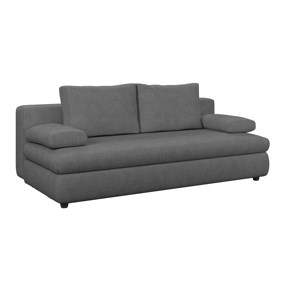 Canapea Extensibilă, lemn, plastic, textil, gri închis - gri închis/negru, Trend, plastic/lemn (205/72/100cm)