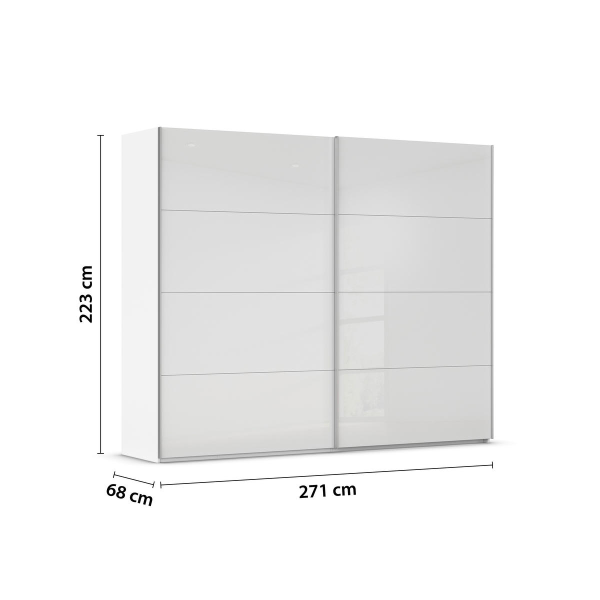 SCHWEBETÜRENSCHRANK 271/223/68 cm 2 Tür(en)-türig Weiß  - Alufarben/Weiß, Design, Glas/Holzwerkstoff (271/223/68cm) - Xora