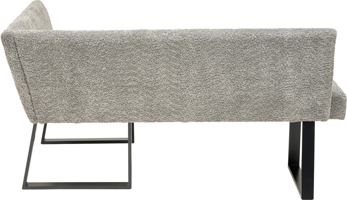 ECKBANK Metall, Textil Grau  - Schwarz/Grau, Konventionell, Textil/Metall (160/130cm) - MID.YOU