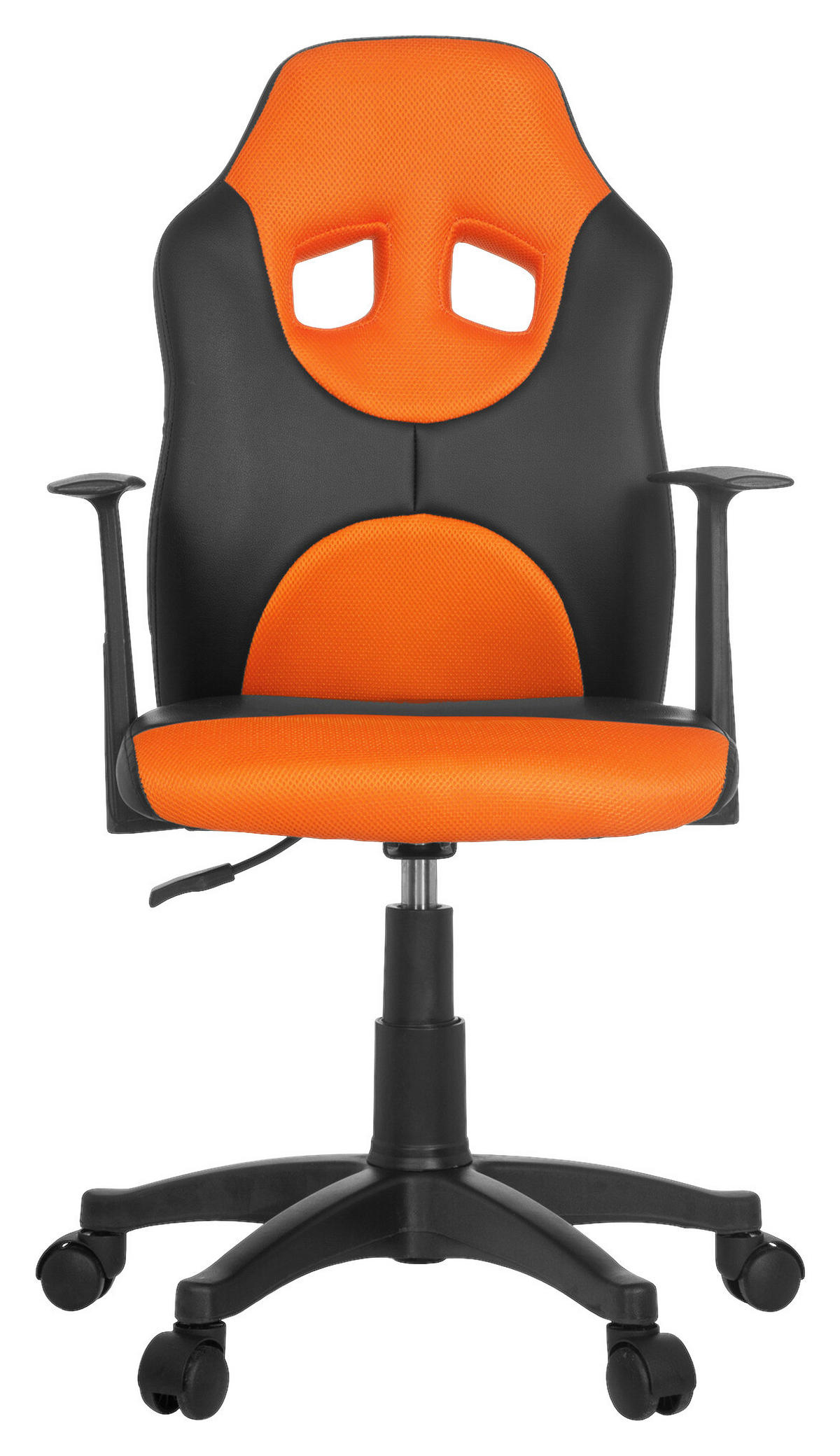 OTOČNÁ ŽIDLE PRO MLÁDEŽ, oranžová, černá - oranžová/černá, Basics, plast (54/90-100/48cm) - MID.YOU