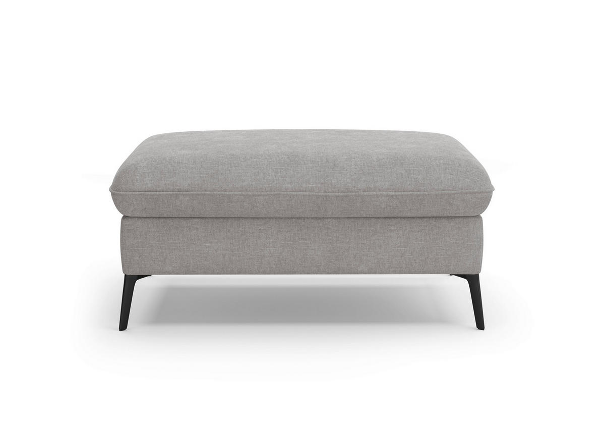 HOCKER in Textil Hellgrau  - Hellgrau/Creme, Konventionell, Textil/Metall (104/47/69cm) - Sit & More