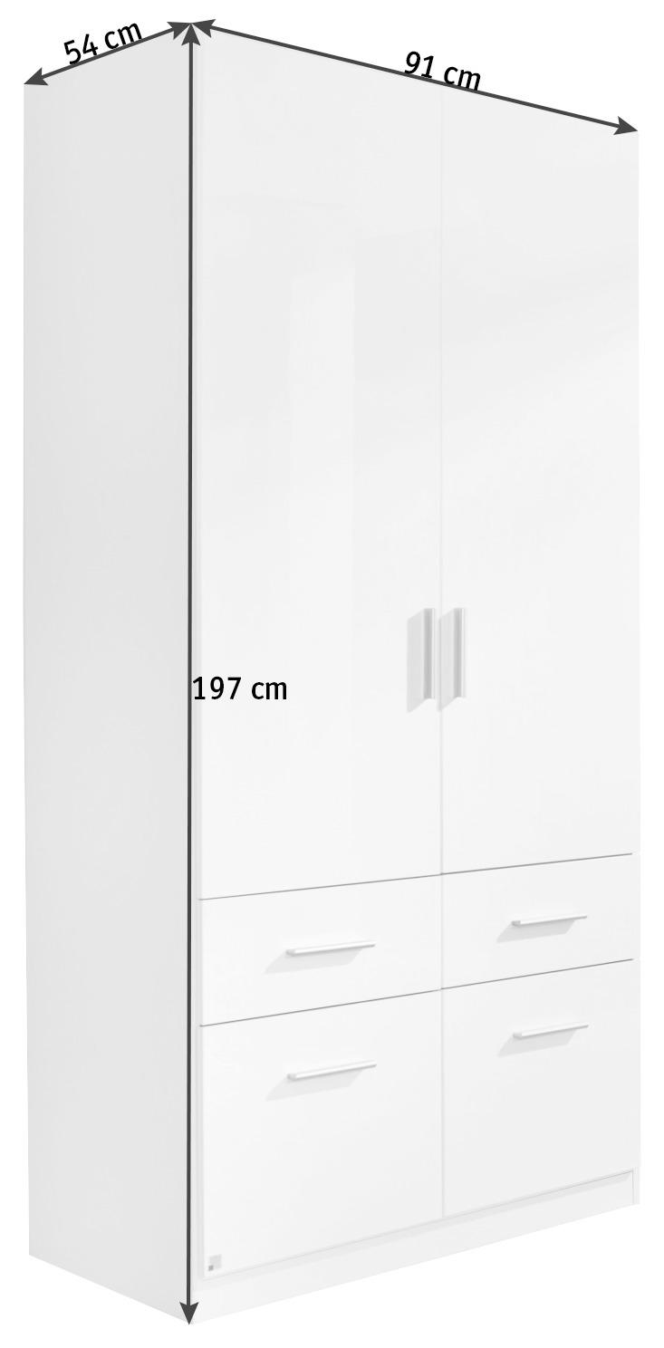 DREHTÜRENSCHRANK 91/197/54 cm 2-türig  - Alufarben/Weiß, KONVENTIONELL, Holzwerkstoff/Kunststoff (91/197/54cm) - Carryhome
