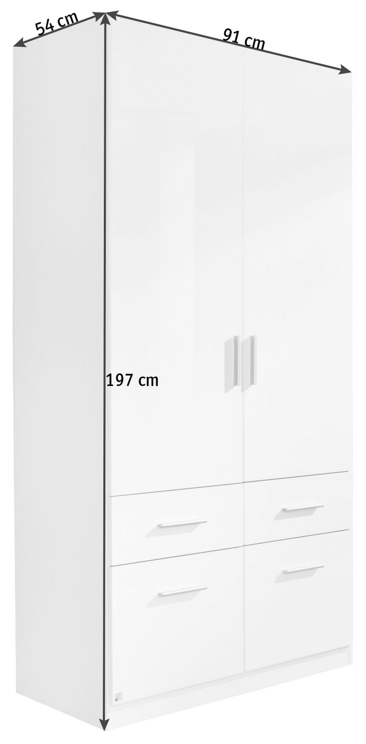 DREHTÜRENSCHRANK in Weiss  - Weiss/Alufarben, Konventionell, Holzwerkstoff/Kunststoff (91/197/54cm) - Carryhome